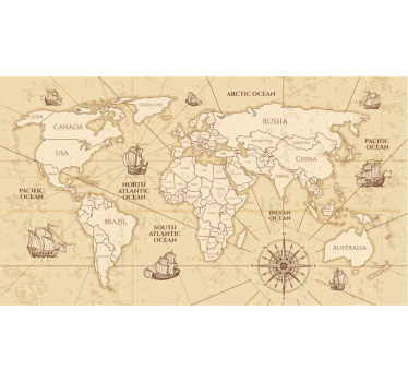 Fotomurale con mappa del mondo effetto seppia - TenStickers
