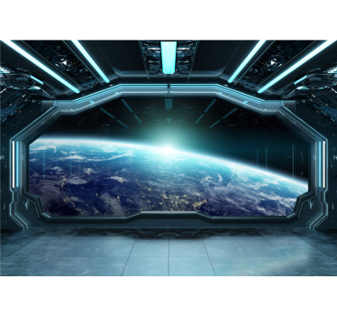 Carta da parati 3D con astronave - TenStickers