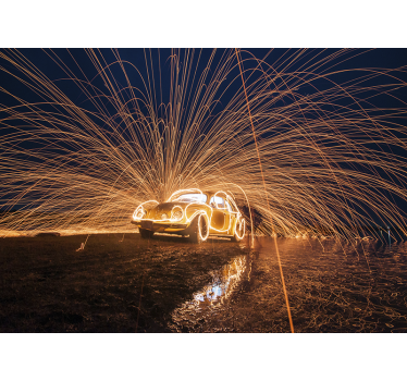 Fotomurale veicoli scintille di auto d'epoca - TenStickers