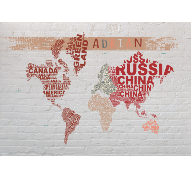 Fotomurale mappamondo nomi delle mappe del mondo - TenStickers