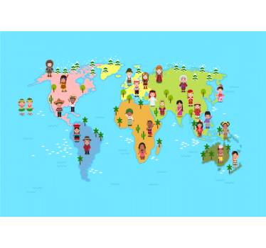 Fotomurale mappamondo personaggi della mappa culturale - TenStickers