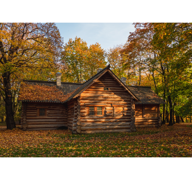 Fotomurale paesaggi baita autunnale - TenStickers