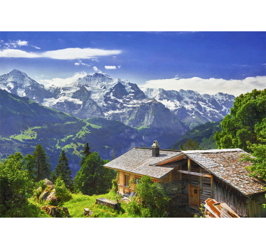 Fotomurale paesaggi scena di rifugio montano - TenStickers