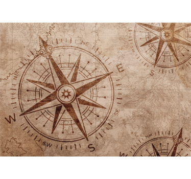 Fotomurale mappamondo bussola stella nautica - TenStickers