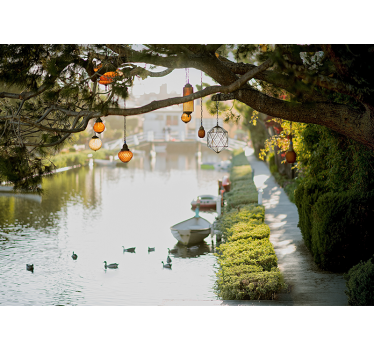 Fotomurale paesaggi lanterne su corsi d'acqua - TenStickers