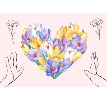 Fotomurale fiori bouquet a forma di cuore - TenStickers