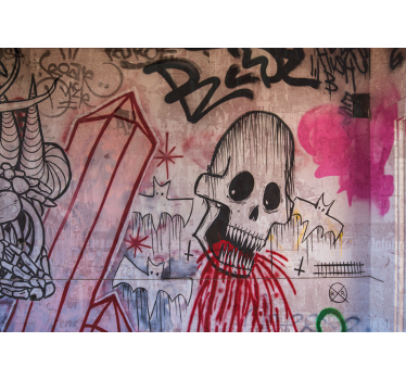 Fotomurale arte urbana teschio e pipistrelli - TenStickers