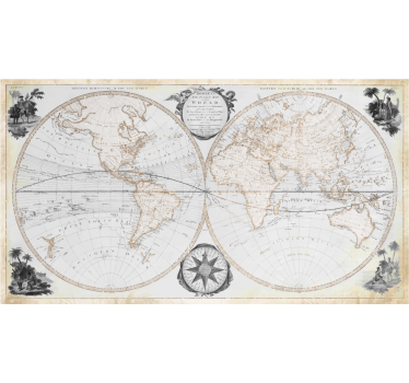 Fotomurale ufficio mappa del mondo vintage acquarello - TenStickers