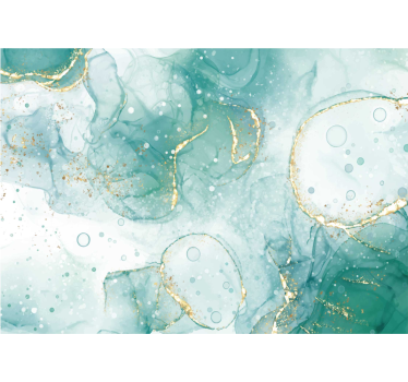 Fotomurale per bagno marmo turchese e oro - TenStickers