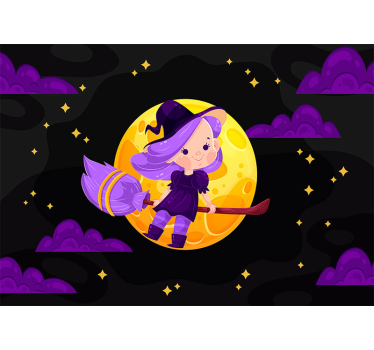 Fotomurale cameretta ragazzi scopa da strega carina - TenStickers