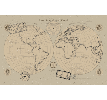 Fotomurale mappamondo mappa globale vintage - TenStickers