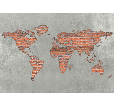 Fotomurale con mappamondo effetto mattoni - TenStickers