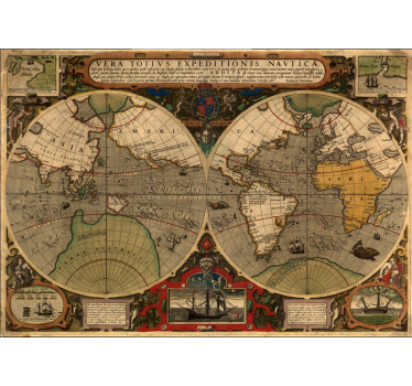 Fotomurale mappamondo mappa globale retrò - TenStickers