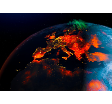 Fotomurale mappamondo notte europea luminescente - TenStickers