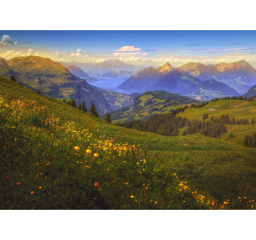 Fotomurale paesaggi vista di un prato montano - TenStickers