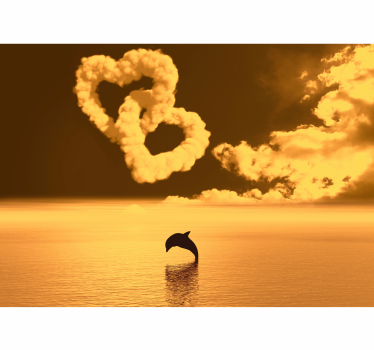 Fotomurale con nuvole e delfini forma di cuore - TenStickers