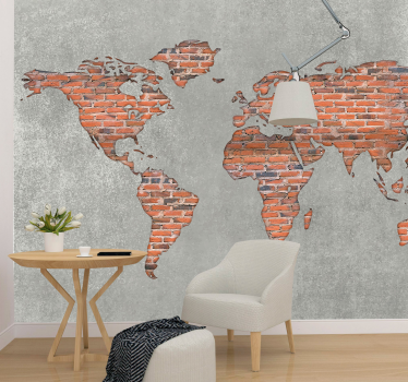 Fotomurale con mappamondo effetto mattoni - TenStickers