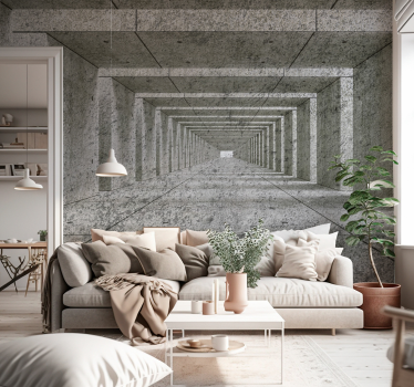 Fotomurale 3d grandi Tunnel 3d in cemento - TenStickers