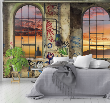 Fotomurale 3d vista del tramonto urbano - TenStickers
