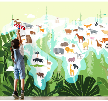 Fotomurale animali mappa del mondo animali - TenStickers