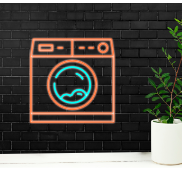 Fotomurale arte urbana insegna al neon per lavanderia - TenStickers
