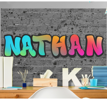 Fotomurale effetto mattone e nome colorato - TenStickers