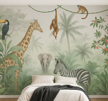 Fotomurale cameretta ragazzi eleganti animali da safari - TenStickers