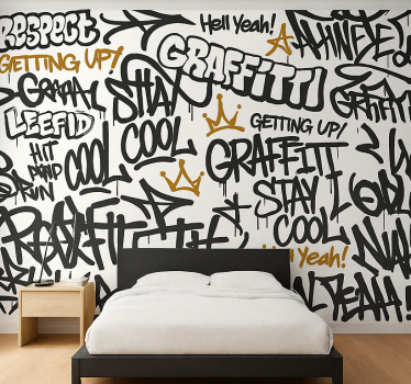 Fotomurale cameretta ragazzi graffiti in bianco e nero - TenStickers