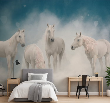 Fotomurale cameretta ragazzi magici cavalli bianchi - TenStickers