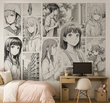 Fotomurale cameretta ragazzi manga in bianco e nero - TenStickers