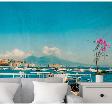 Fotomurale città prospettiva del mare di napoli - TenStickers