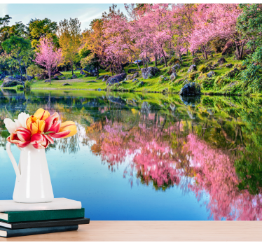 Fotomurale fiori riflessi dei petali di ciliegio - TenStickers