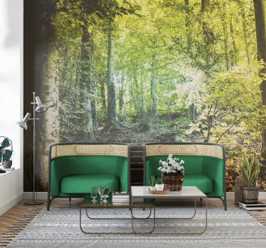 Fotomurale foresta percorso con scale - TenStickers