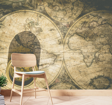 Fotomurale mappamondo cartografia d'epoca - TenStickers