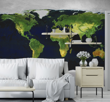 Fotomurale per salone mappamondo da satellite - TenStickers
