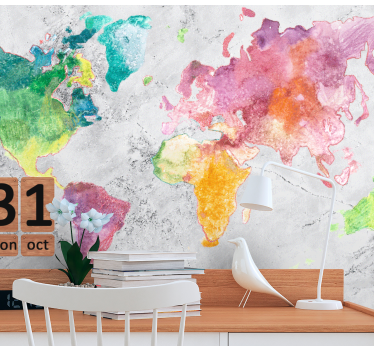 Fotomurale mappamondo design mappa colorata - TenStickers