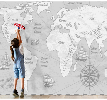 Fotomurale mappamondo esplorazione cartografica - TenStickers