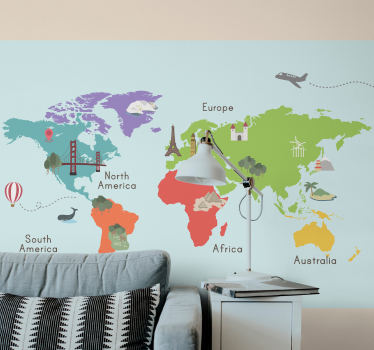 Fotomurale mappamondo illustrazione mappamondo - TenStickers