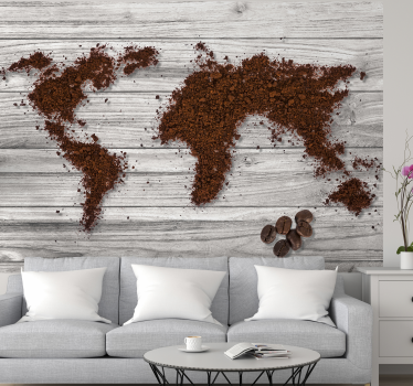 Fotomurale mappamondo fondi di caffè - TenStickers