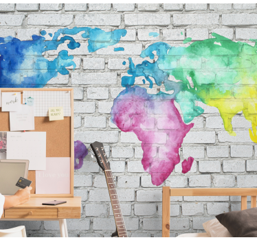 Fotomurale mappamondo mappa del mondo acquerello - TenStickers