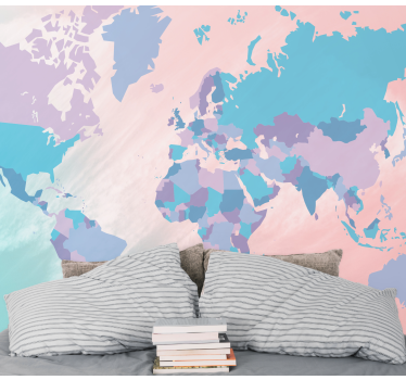 Fotomurale mappamondo mappa del mondo colorata - TenStickers