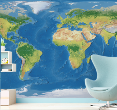 Fotomurale mappamondo mappa del mondo dettagliata - TenStickers