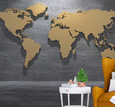 Fotomurale mappamondo mappa del mondo dorata - TenStickers