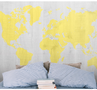 Fotomurale mappamondo mappa del mondo gialla - TenStickers
