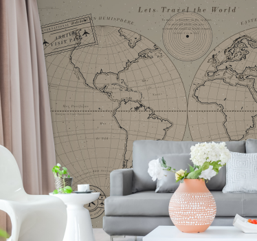 Fotomurale mappamondo mappa globale vintage - TenStickers