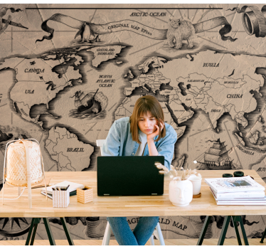 Fotomurale mappamondo mappa mondiale vintage - TenStickers