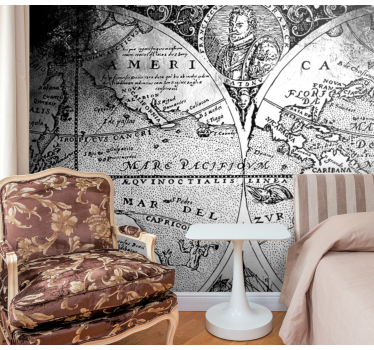Fotomurale mappamondo mappa nautica d'epoca - TenStickers