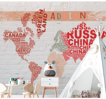 Fotomurale mappamondo nomi delle mappe del mondo - TenStickers