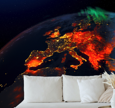 Fotomurale mappamondo notte europea luminescente - TenStickers