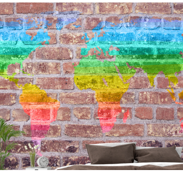 Fotomurale mappamondo raffigurazione geografica colorata - TenStickers